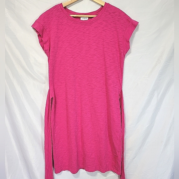 J. Crew Factory Pink Tie-waist Cotton Casual Mini T-shirt Dress Effortless-chic - Picture 4 of 13
